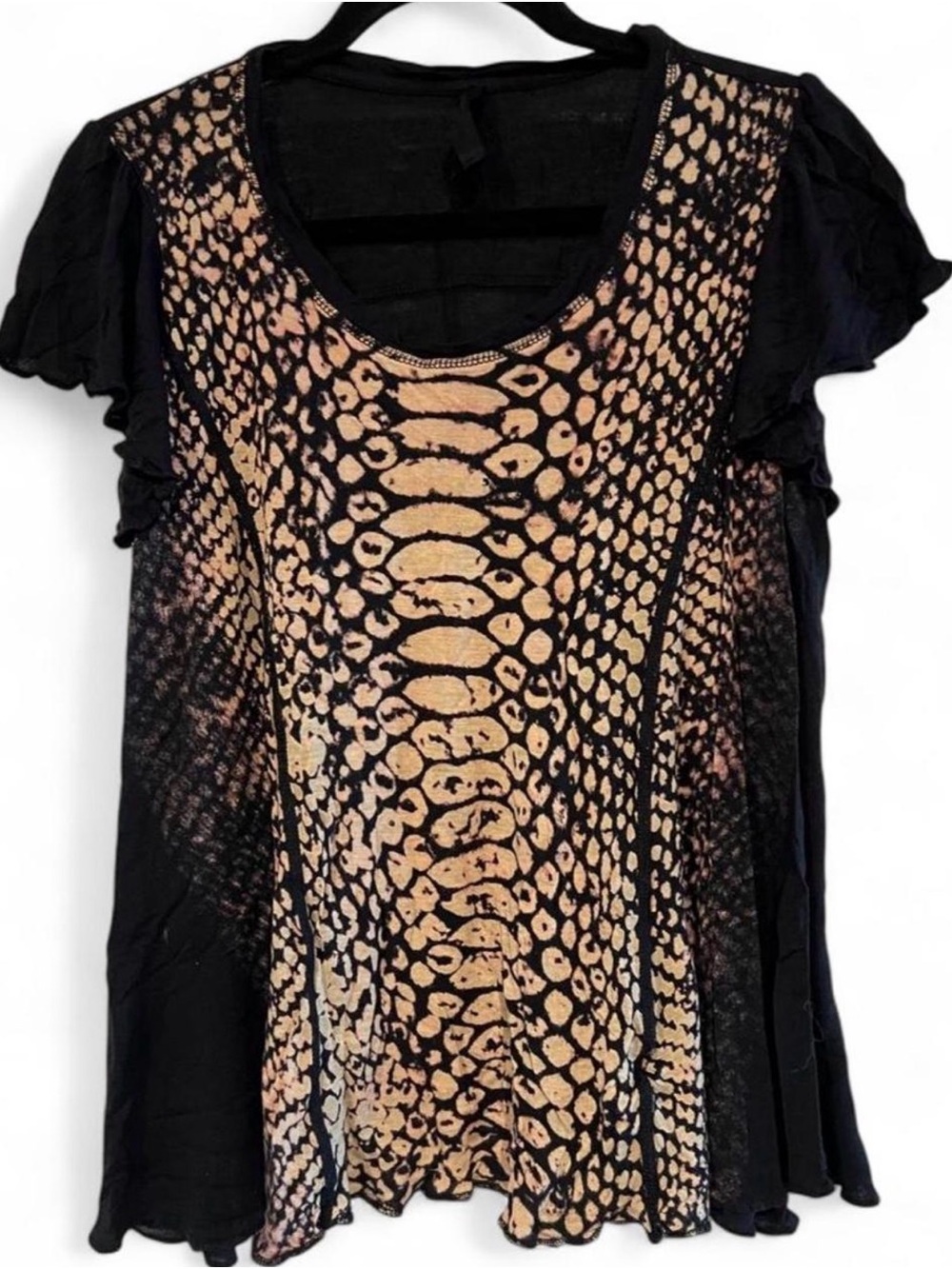 Seven7 Mixed Media Snake Print Top